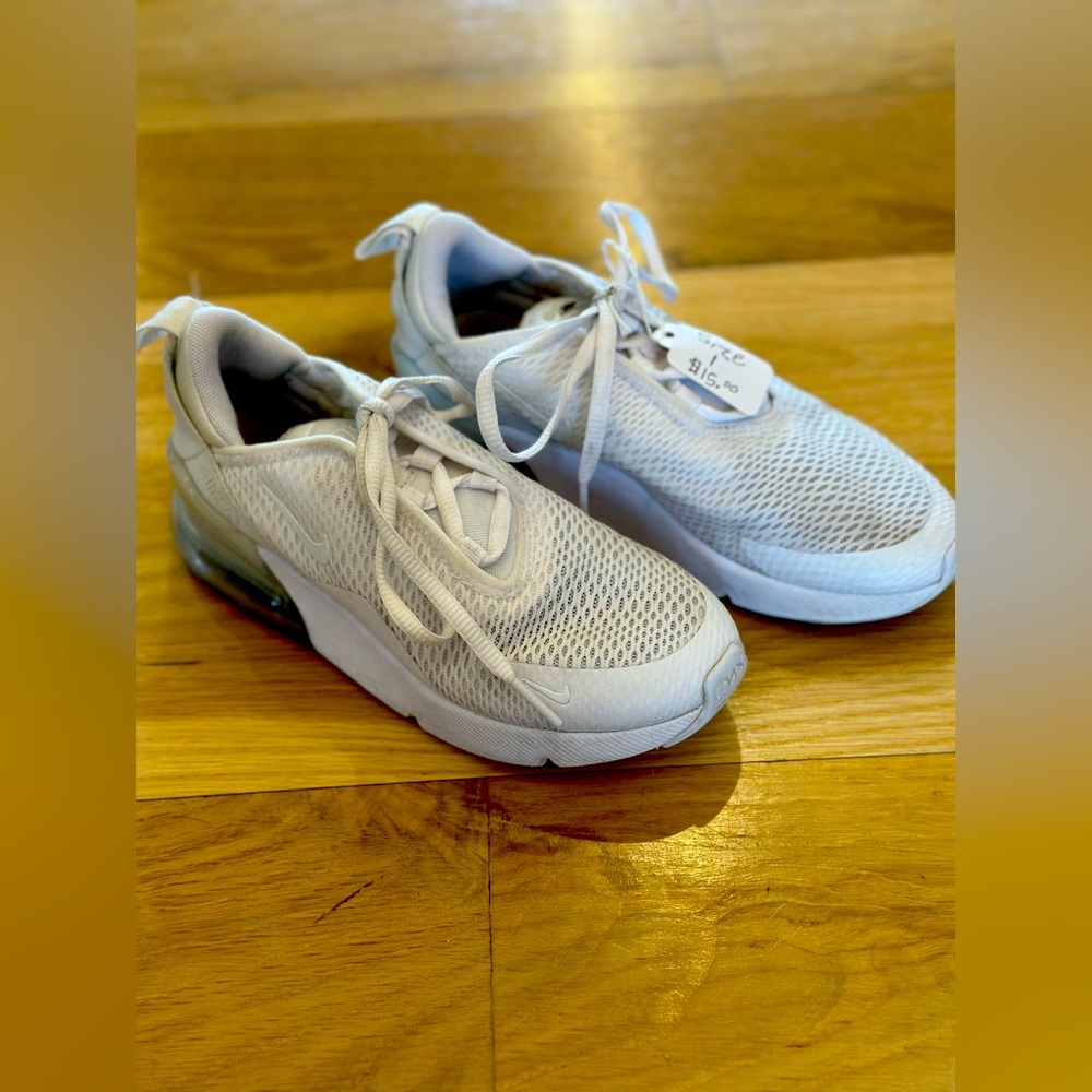 Girls size 1 Nike air white sneakers